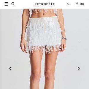 Retrofête White Feather Mini Skirt